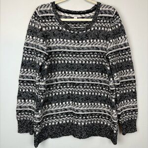 L.L. Bean Sweater Fair Isle Nordic Women’s Textured Grandma Pullover L